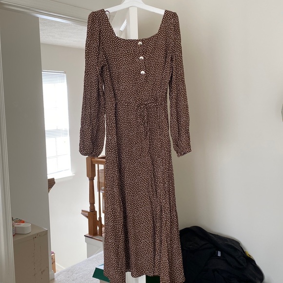 brown polka dot dress mango Brown Feminine Polka Dot Dress Mango Size 6